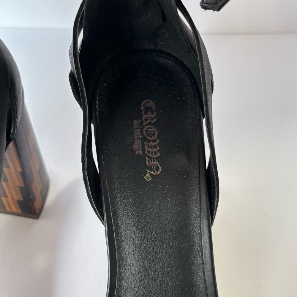 Crown Vintage Owen Black Block Heel Sandals Size - Picture 5 of 7